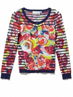 Anthropologie Sparrow Floral Striped Button Front Cardigan XS